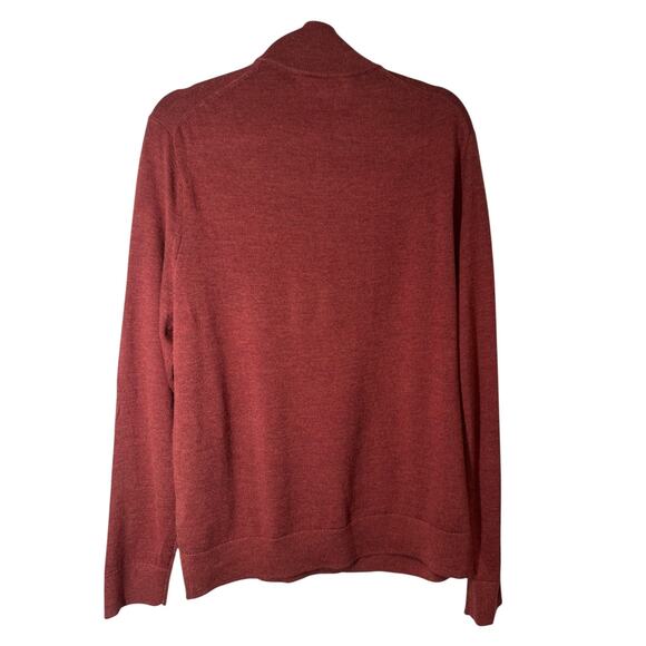 Banana Republic Men's Italian Merino Wool Half Zip Sweater Rust Red Orange Large - Picture 8 of 9